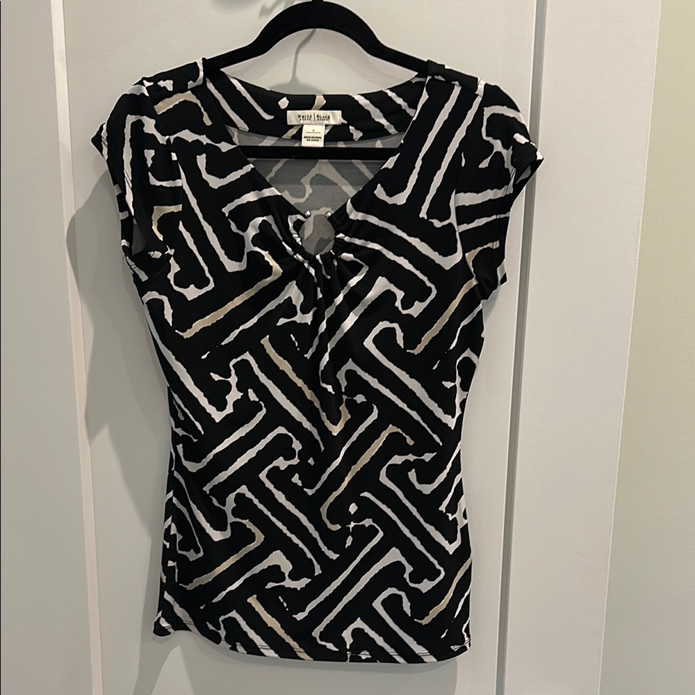 Black, White, Cream zig zag Women's Top